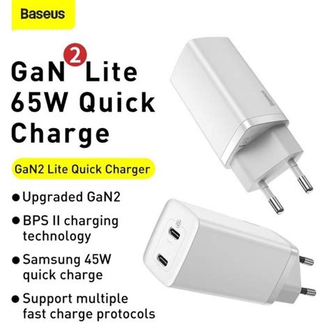 Jual Baseus Adaptor Gan 2 Lite 65W Dual Type C Port Kepala Charger