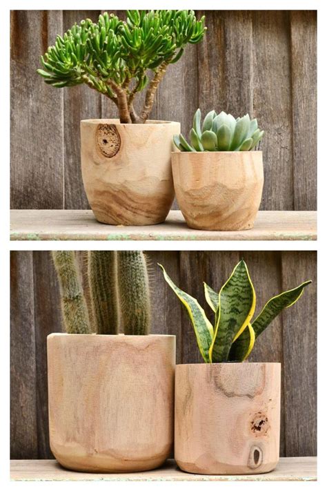 Natural Wood Planter Pots Wooden Plant Pots Wood Planters Wood Pots