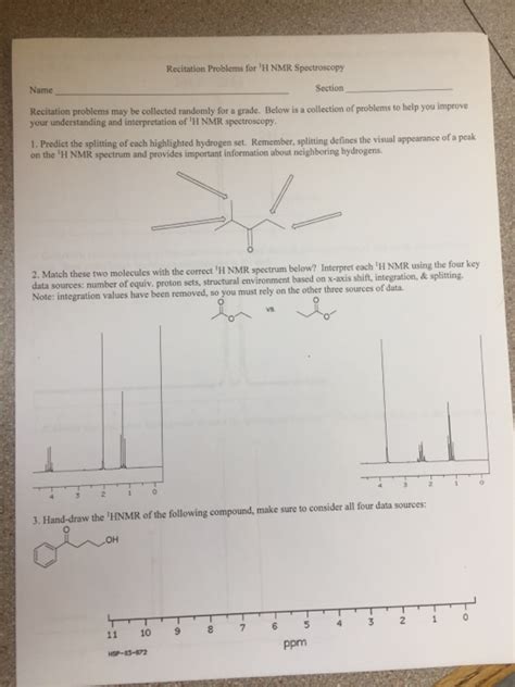 Solved Recitation Problems For H Nmr Spectroscopy Name Chegg