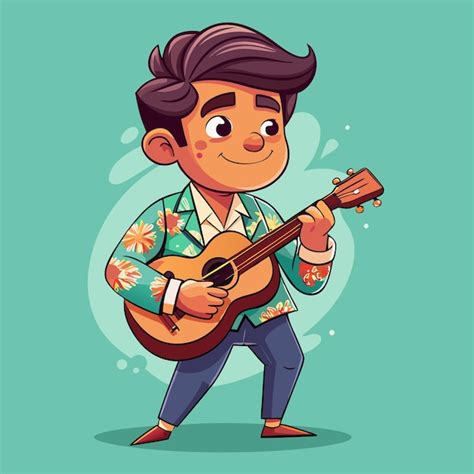 Premium Vector Cartoon Man Performing Ukulele Solo