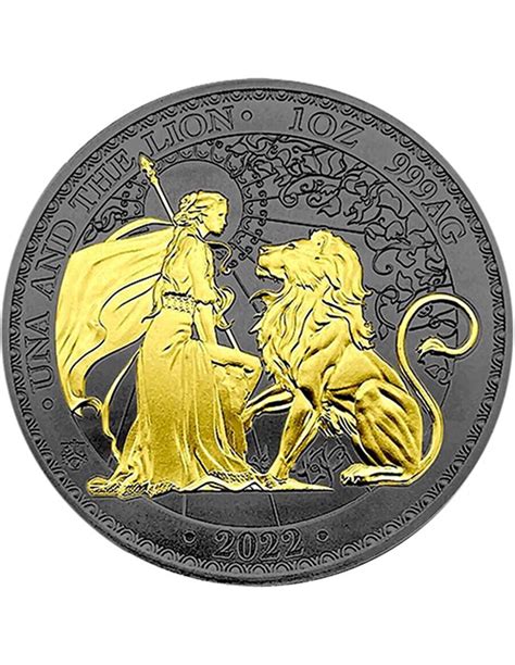 UNA AND THE LION Gold Black Empire 1 Oz Silver Coin 1 Pound Saint H