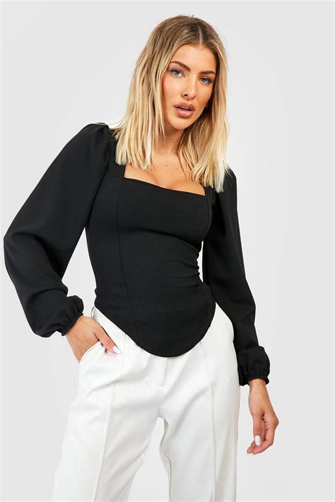 Long Sleeve Corset Top Boohoo Usa