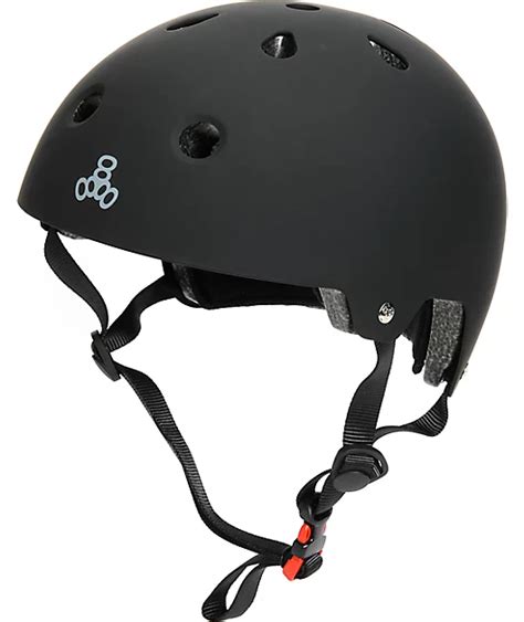 Triple Eight Dual Certified Black Rubber Skateboard Helmet