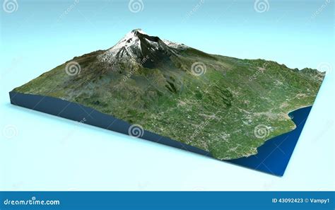 Aerial View Of Mount Etna Sicily Map Stock Illustration - Image: 43092423