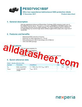 Pesd V C Bsf Datasheet Pdf Nexperia B V All Rights Reserved