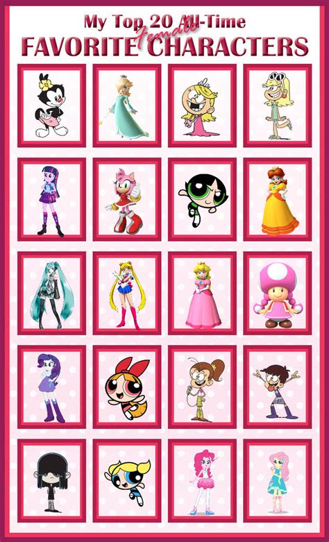 My Top 20 Favorite Female Characters By Fieryunikitty On Deviantart