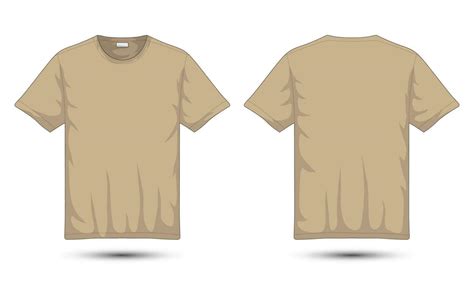 Brown Or Beige Short Sleeved T Shirt Front And Back Vector Art