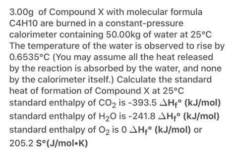 Solved 3 00g Of Compound X With Molecular Formula C4H10 Are Chegg