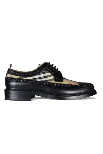 Burberry Leather Vintage Check Derby Shoes In Blackbirch Brown Modesens