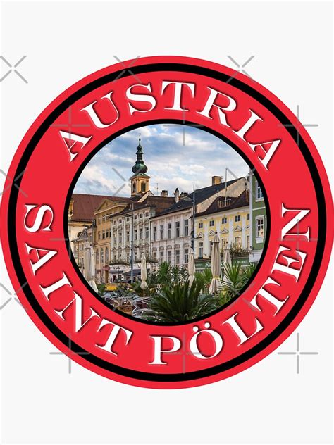 Austria Saint Pölten Main Square Passport Stamps Collection Sticker