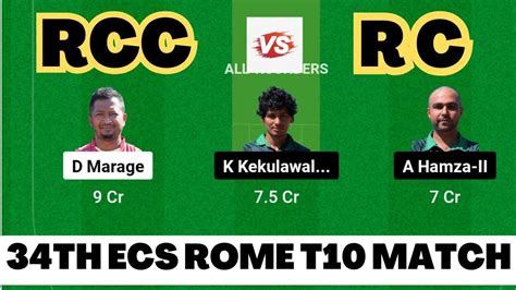 RCC Vs RC Dream 11 Prediction RCC Vs RC Dream11 Team RC Vs RCC