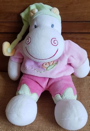 Peluche Hippopotame Rose Et Vert Nattou