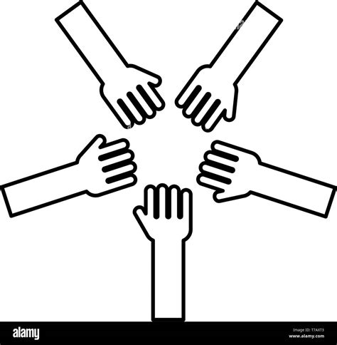 Five Hands Group Arms Many Hands Connecting Open Palms People Putting