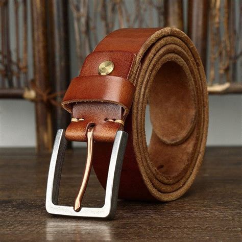 Cheap 3 8Cm Thick Natural Original Cowhide Belt For Men Stainless Steel