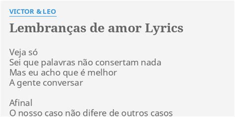 Veja So Sei Que Palavras Victor E Leo - "LEMBRANÇAS DE AMOR" LYRICS by VICTOR & LEO: Veja só Sei que...