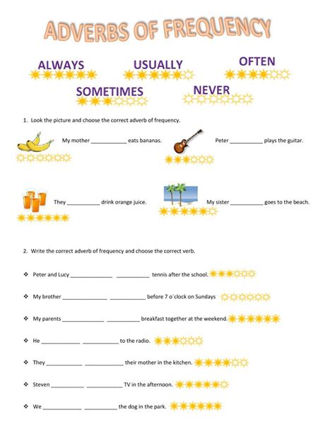 Adverbs Of Frequency Exercises Elementary Frequency Adverbs