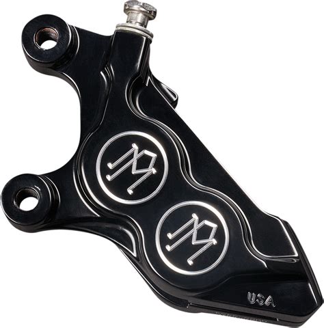 Performance Machine Black Front Left Side 4 Piston Brake Caliper For