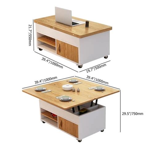 Table Basse Multifonction Extensible En Bois Massif Contemporaine Avec