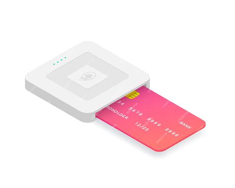 Premium Vector Isometric Emv Chip Credit Card Square Reader Secure Cashless Payment Vector