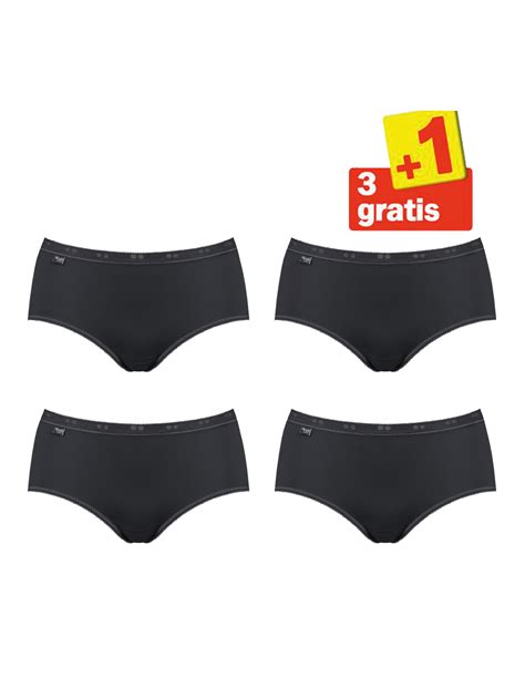 Sloggi Basic Midi Slip 4 Pack Zwart 3 1 Gratis