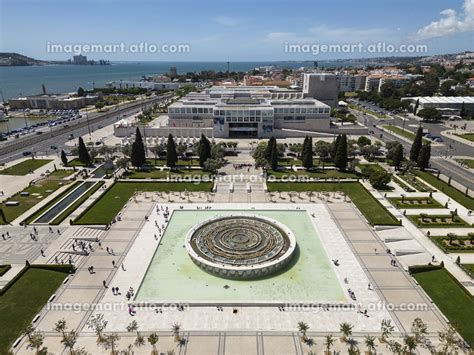 Beautiful view to garden and CCB Centro Cultural de Belém museumの写真素材