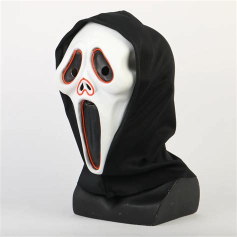 Halloween Ghost Face Mask Costume Luminous Scream Adult Scary Horror ...