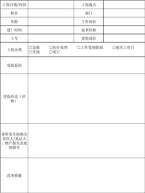 安全事故调查表word文档免费下载文档大全