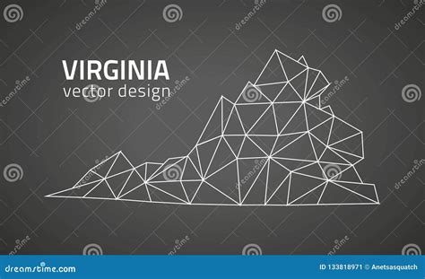 Virginia Black Vector Outline Polygonal Triangle Map Cartoondealer