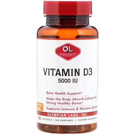 Olympian Labs Vitamin D3 5000 Iu 100 Softgels Iherb