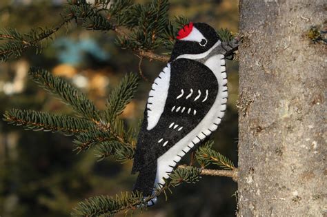 Downy Woodpecker Felt Ornament Downeast Thunder Farm