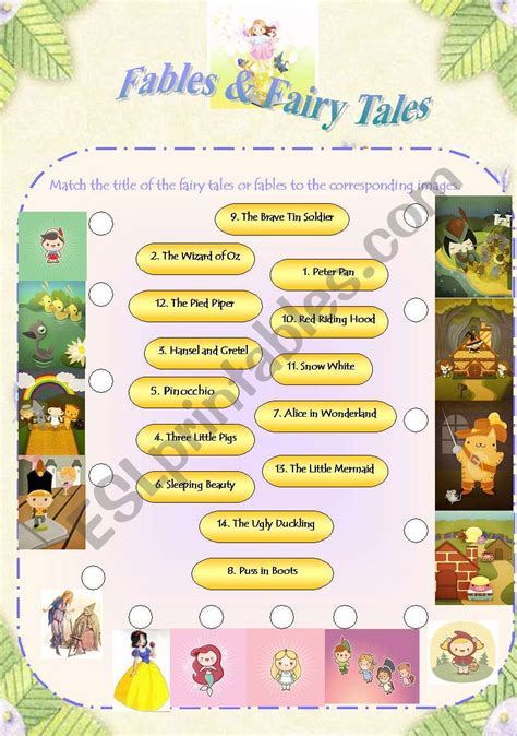 Fables And Fairy Tales Esl Worksheet By Siry