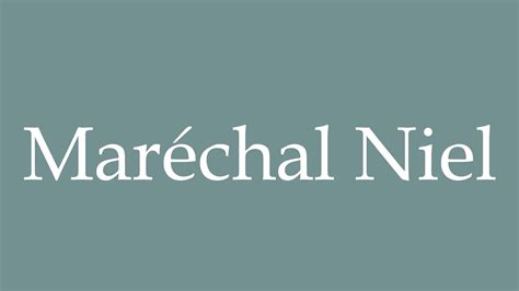How to Pronounce ''Maréchal Niel'' (Marshal Niel) Correctly in French ...