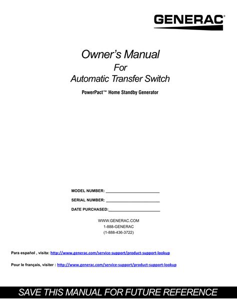 Generac PowerPact Series G0065190 Standby Generator Manual | Manualzz