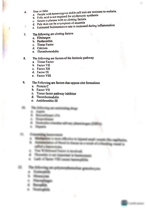 Solution Blood Mcq Studypool