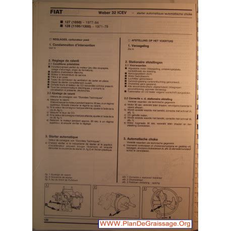 Weber 32 Icev Fiat 127 128 1050 1100 1300 Carburator Plan De Graissage