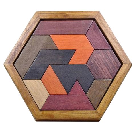 Rompecabezas Tangram De Madera Con Base Hexagonal Omnichess