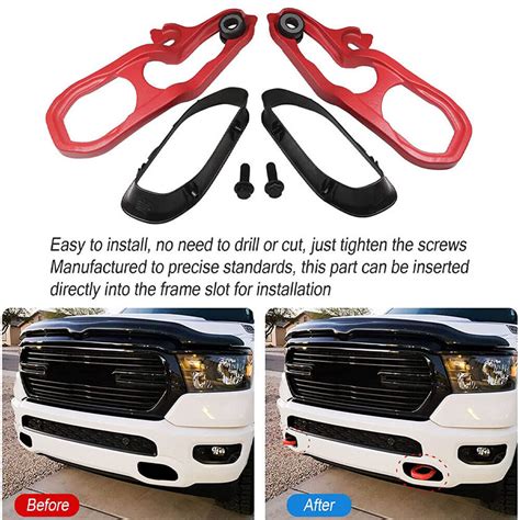 Heavy Duty Front Red Tow Hooks W Hardware For Dodge Ram