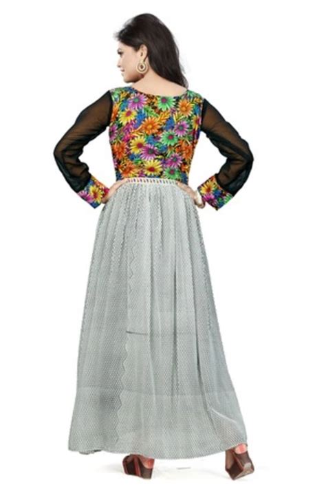 Multicolor Embroidered Georgette Semi Stitched Party Wear Gowns