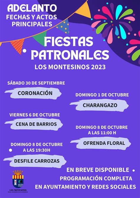 Adelanto de la Programación de las Fiestas Patronales de Los Montesinos