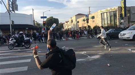 Fairfax Flashback Protesters Throw Bottles Police Fire Back Amid Riot In Los Angeles Youtube