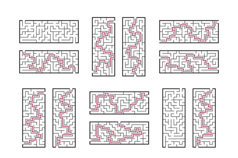 Un Ensemble De Labyrinthes Rectangulaires Jeu Pour Les Enfants Casse