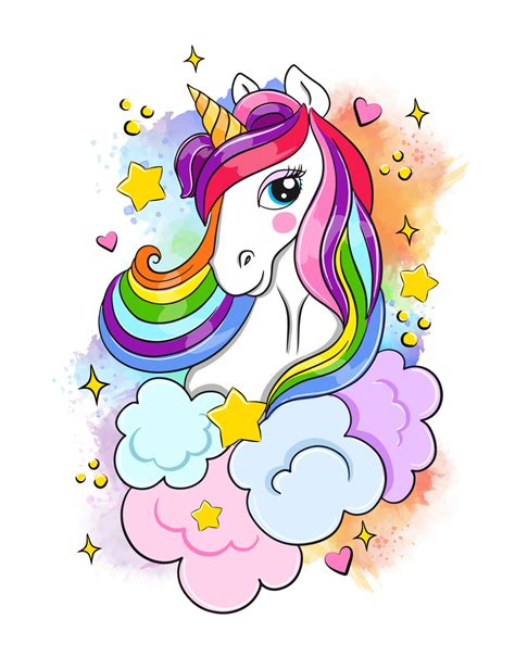 Beautiful unicorn on rainbow splash background, vector illustration ...