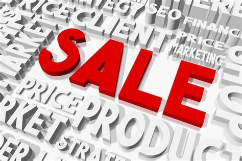 Premium Photo Sale Red Word Typographical Concept 3d Illustration