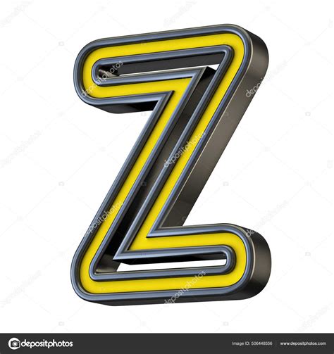 Yellow Black Outlined Font Letter Rendering Illustration Isolated White