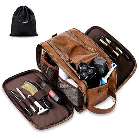 Elviros Toiletry Bag for Men, Large Travel Shaving Dopp Kit Water-resistant Bathroom Toiletries ...