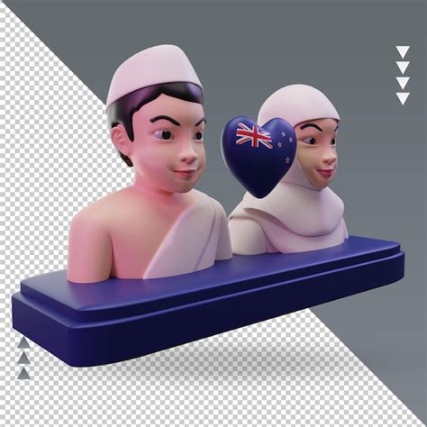 3d hajj amam a bandeira da nova zelândia renderizando a vista esquerda