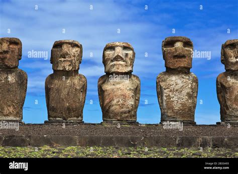 Rapa Nui The Statue Moai In Ahu Tongariki On Easter Island Chile