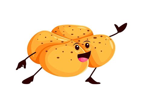 Cartoon Funny Bread Hot Cross Bun Bakery Character 46915435 Vector Art