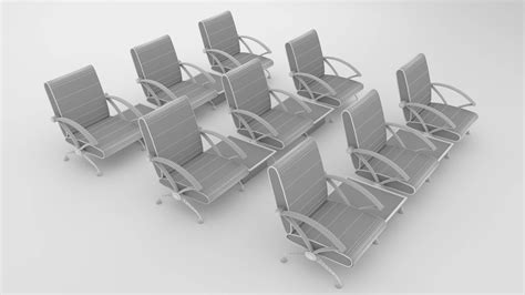 Airport Chairs 4K - 3D Model by Pictorer