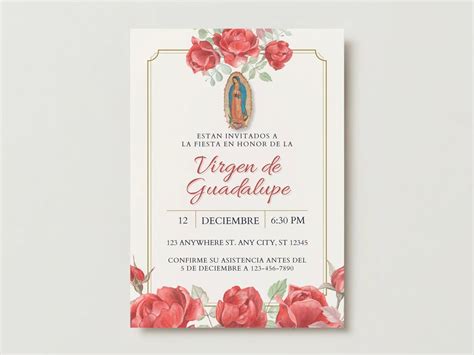 Editable Virgen De Guadalupe Invitation Virgen María Invitation